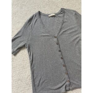 Gray Button-Up Women's Top